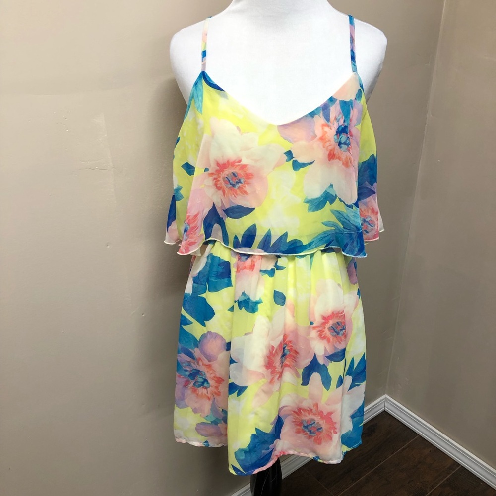 Charlotte Russe Floral Neon Dress Size Medium - Picture 1 of 8